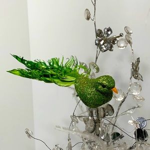 Glitter bird ornament green